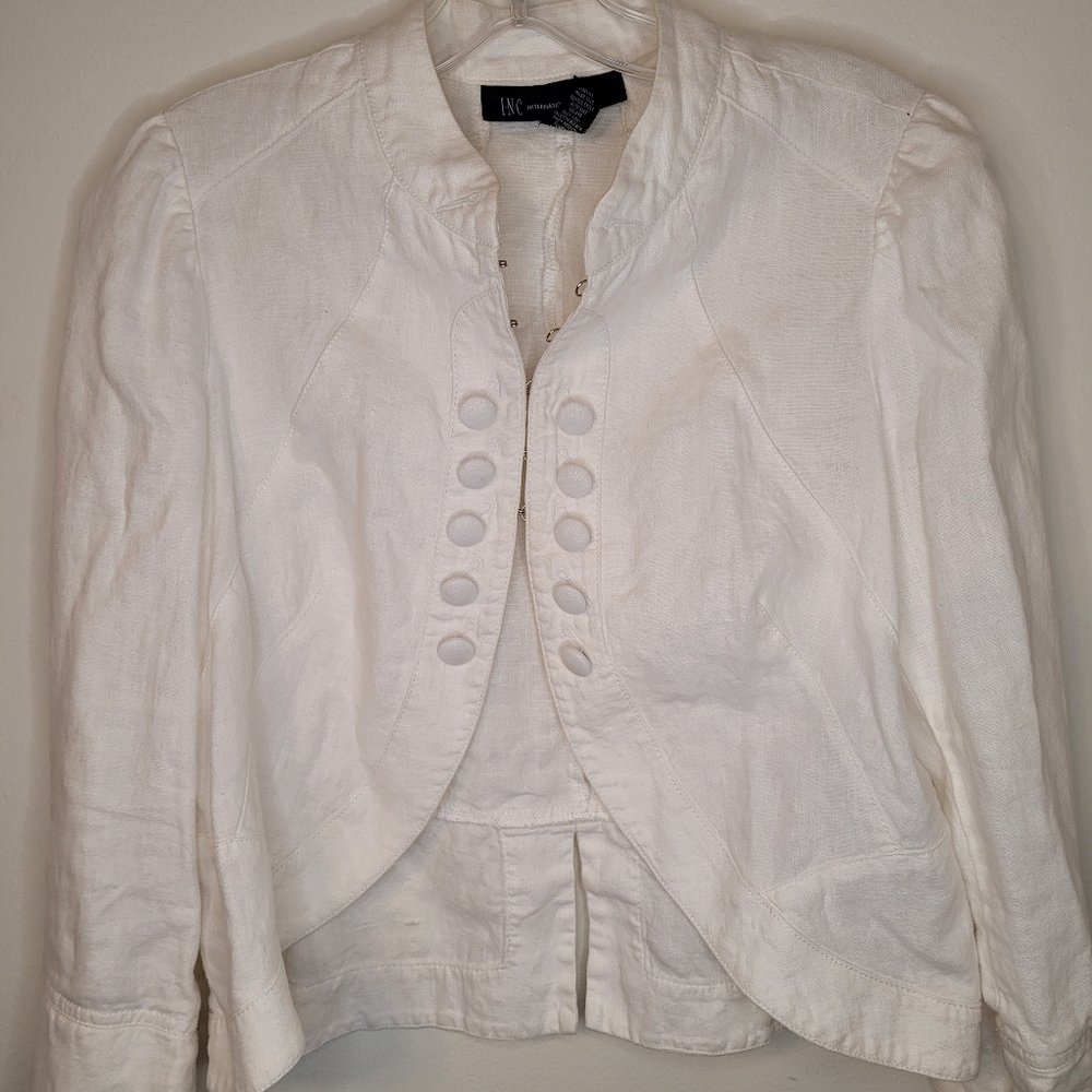 INC International Concepts Women's White Jacket Linen